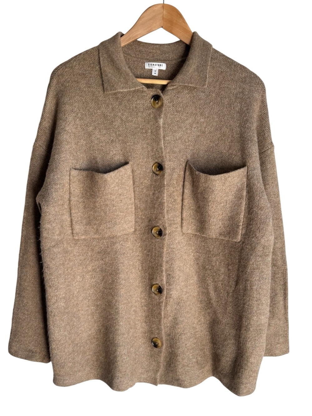 Reitmans Soft Cozy Shacket Womens Medium Brown Button Front Shirt Jacket Fall